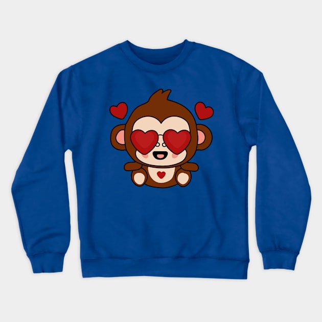 kawaii Monkey wearing sunglasses Crewneck Sweatshirt by Furpo Design